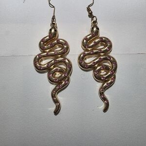 5/$20 Gold Snake Earrings with Pink Accents